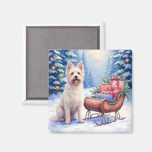 Briard Vintage släde Vinter Jul Konst Magnet