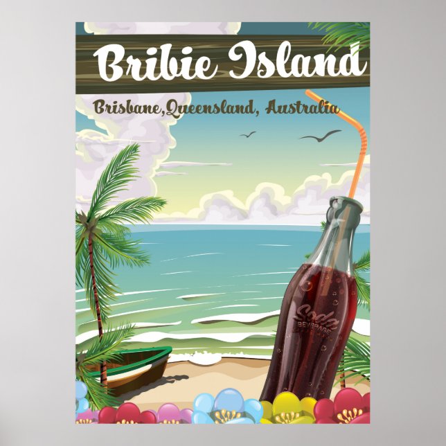 Bribie Island Australia vintage resor poster (Framsidan)