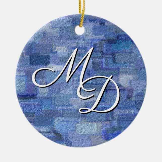 Brick Abstrakt Winter Blues Monogragram Ornament (Framsidan)