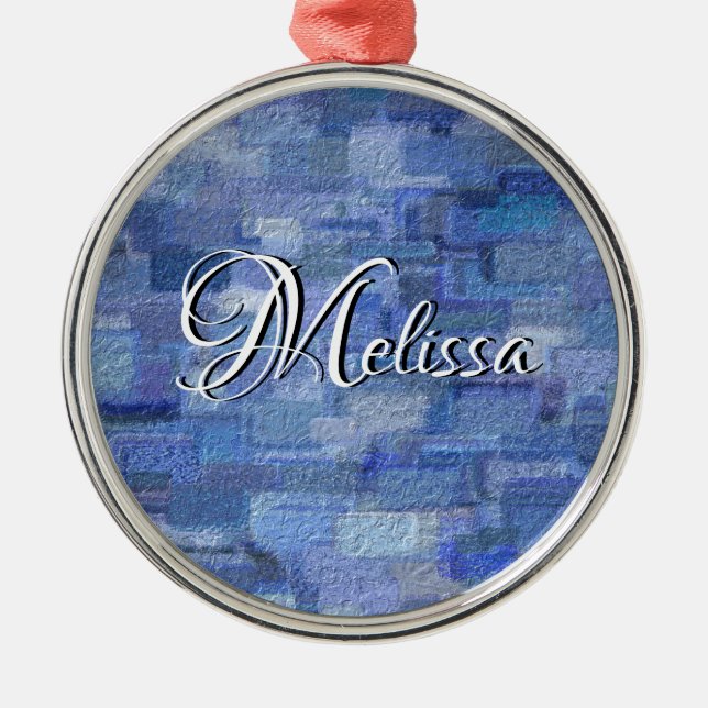 Brick Abstrakt Winter Blues with Namn Ornament (Framsidan)