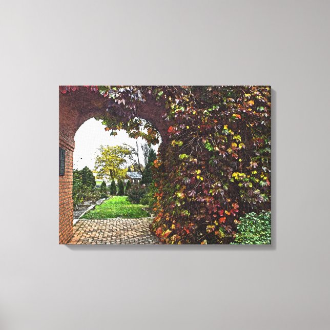 BRICK ARCHED DOORWAY/VINE TÄCKTE BRICK WALL CANVASTRYCK (Framsida)
