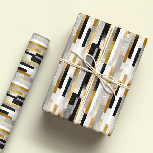 Brick Bond Brushstrokes Geometric Mönster Presentpapper (Skapare uppladdad)