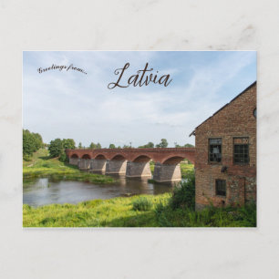 Brick Bridge i Kuldiga Lettland Vykort