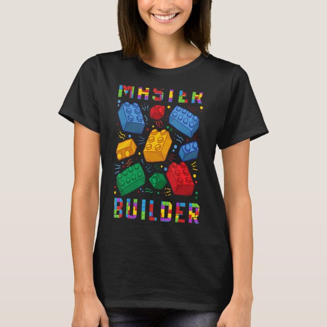 Brick Builder Blockerar grundbyggaren Byggnad T Shirt (Framsida)