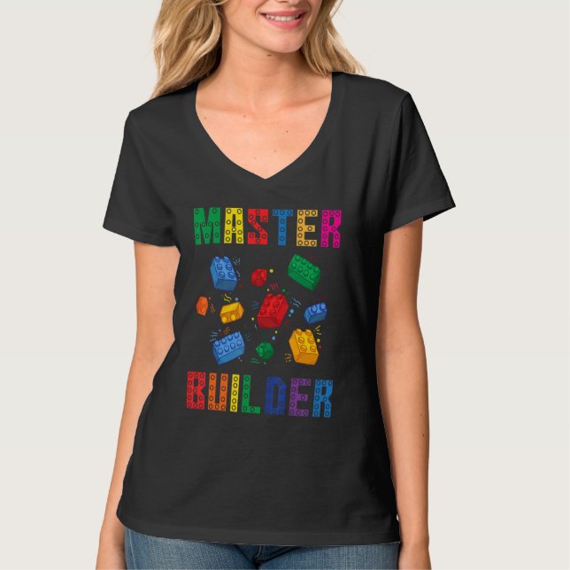 Brick Builder Blocks Master Builder Kid Leksak Boy T Shirt (Framsida)