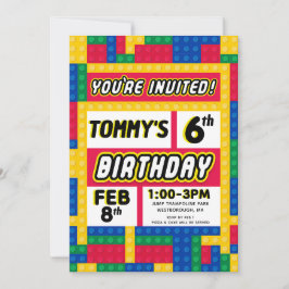 Brick Builder Customizable Birthday Invitation Inbjudningar