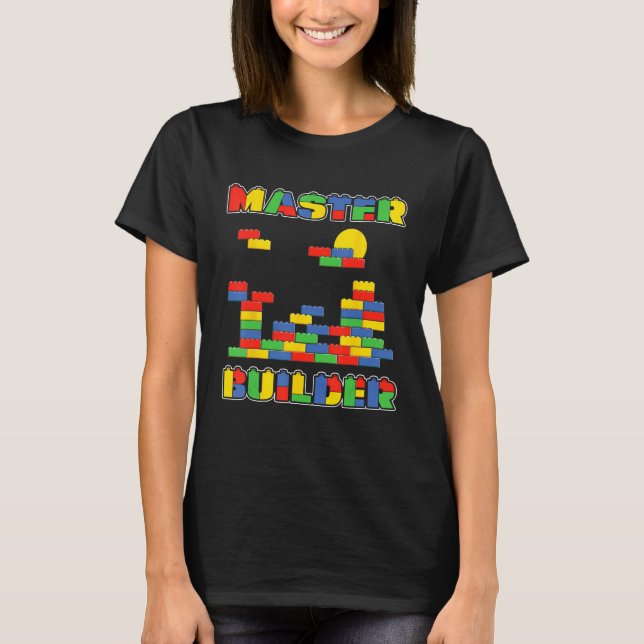 Brick Builder Funny Blocks Master Builder T Shirt (Framsida)