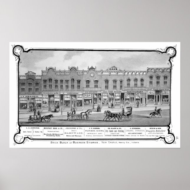 Brick Business Row New Castle Indiana Poster (Framsidan)