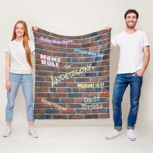 Brick Graffiti Wall Custom Names Fleecefilt