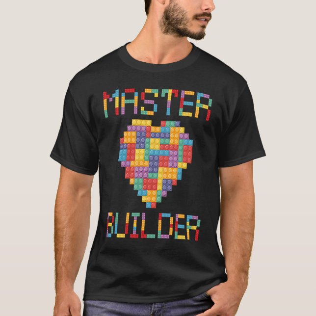 Brick Heart Builder  Blocks Master Builder T Shirt (Framsida)