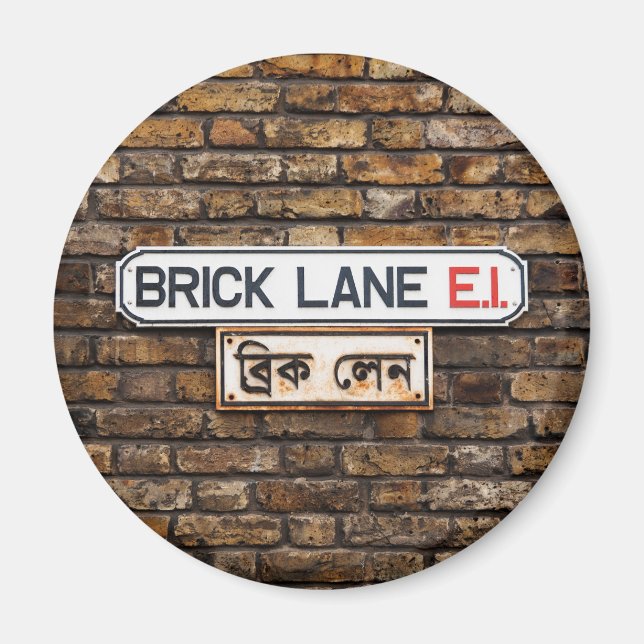 Brick Lane E1 kylskåpsmagnet (Framsidan)