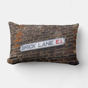 Brick Lane - London - Street Sign - Dekorativ kudd Lumbarkudde