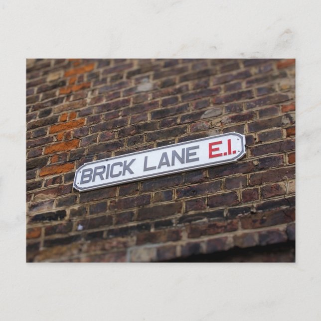 Brick Lane - London - Street Sign - Postcard Vykort (Framsida)