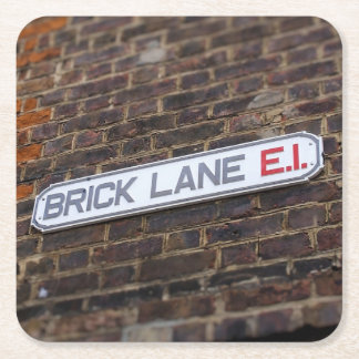 Brick Lane - Street Sign - London - Underlägg Papper Kvadrat