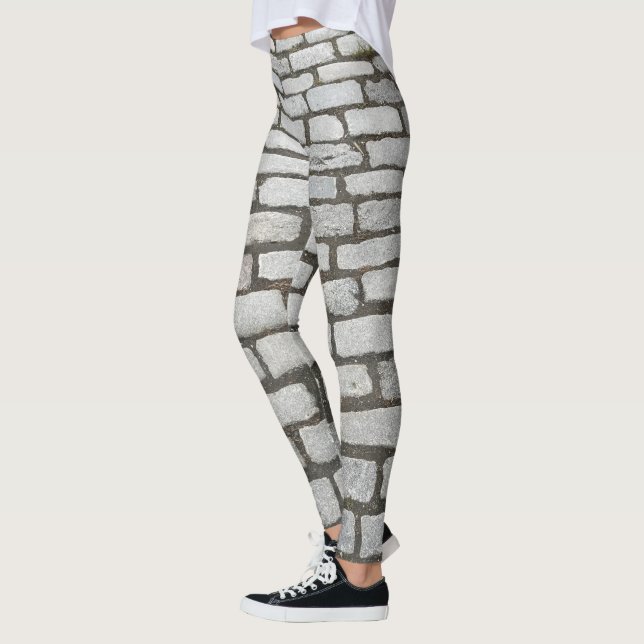 Brick Mönster Cobblestone Street Pathway Sideprome Leggings (Vänster)