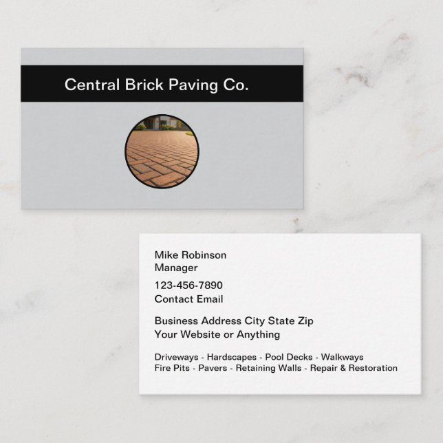 Brick Paving And Pavers Theme Business Cards Visitkort (Fram/baksida)