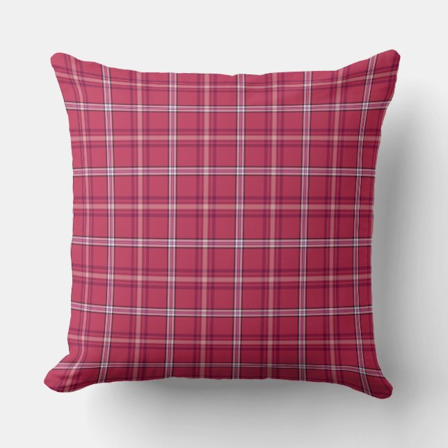 Brick Red and Soft Peach Plaid Kudde (Framsida)