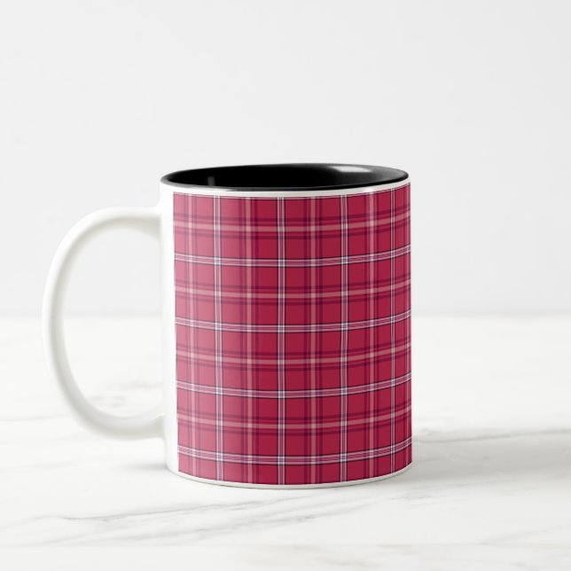 Brick Red and Soft Peach Plaid Två-Tonad Mugg (Vänster)