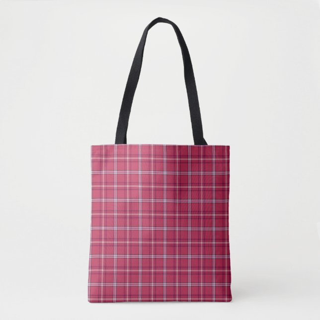 Brick Red and Soft Peach Plaid Tygkasse (Framsida)