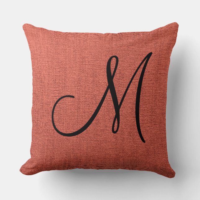 Brick Red Canvas Se Monogram Kudde (Framsida)