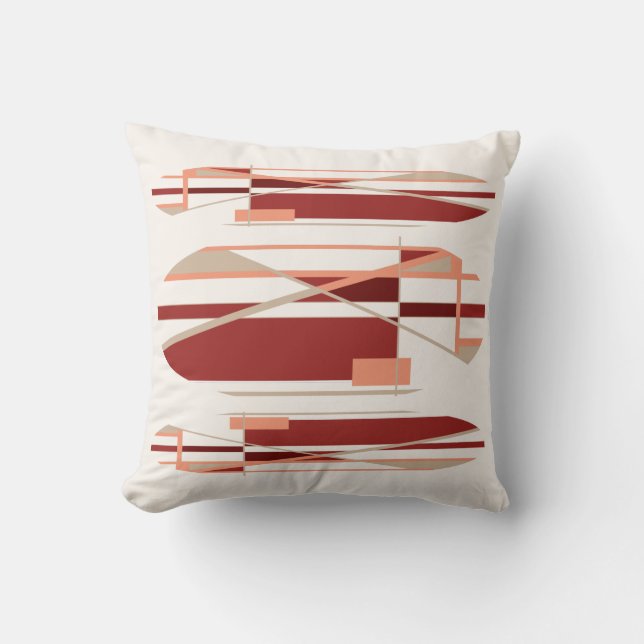 Brick Red Coral Beige off-White Modernistic Design Kudde (Framsida)