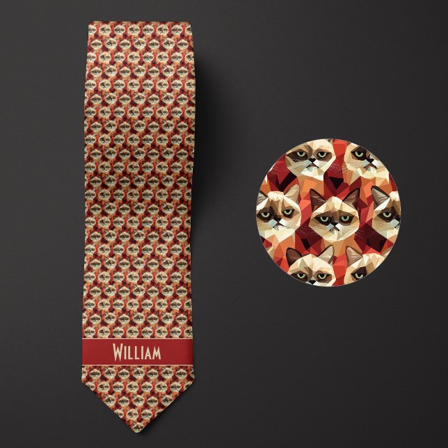 Brick Red Geometric Cat Mönster Slips (Skapare uppladdad)