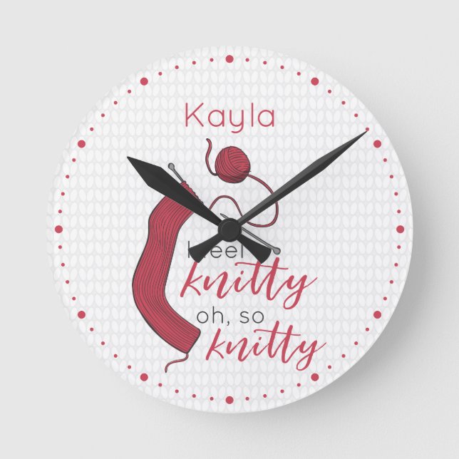 Brick Red I känner Knitty.. Rund Klocka (Framsida)