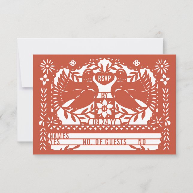 Brick Red Mexican Fantail Doves Papel Picado OSA Kort (Framsida)