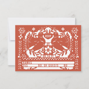 Brick Red Mexican Fantail Doves Papel Picado OSA Kort