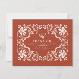 Brick Red Shabby Chic Thank You Card Tack Kort