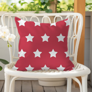 Brick Red White Star Mönster Kudde