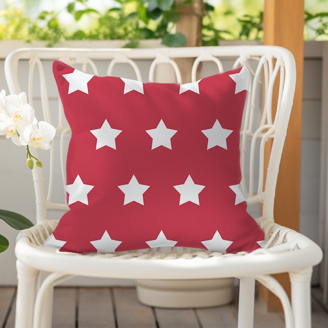 Brick Red White Star Mönster Kudde (Skapare uppladdad)