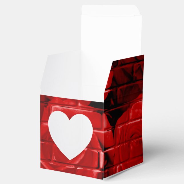 Brick Ro 02 Red-Square Heart Favor Boxes Presentaskar (Öppnad)