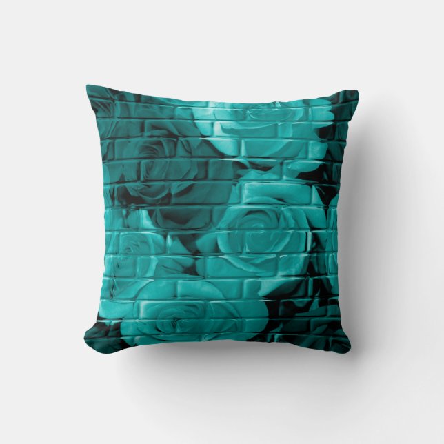 Brick Ro 03-Teal-Square Dekorativ kudde (Framsida)