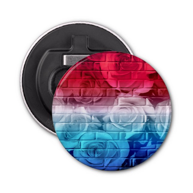 Brick Ro 11 Rött vitt blått-Round Flaska-öppnare Flasköppnare (Framsidan)