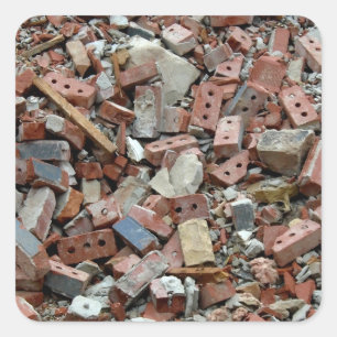 Brick Rubble Fyrkantigt Klistermärke