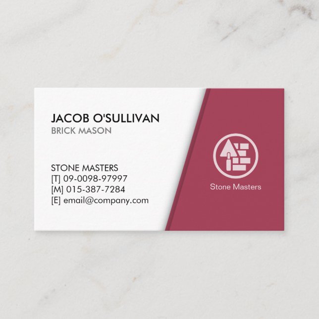 Brick Stone Mason Construction Business Card Visitkort (Framsida)