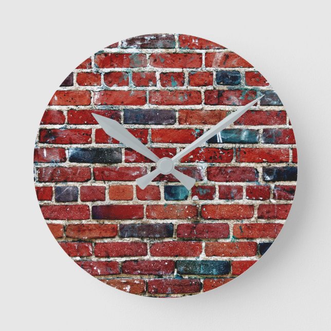 Brick Wall Coola Struktur Mönster Rund Klocka (Framsida)