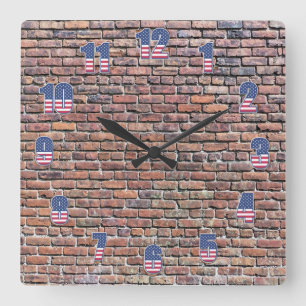 Brick Wall Fyrkantig Klocka