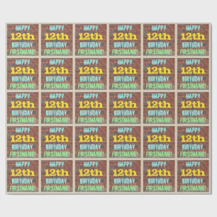 Brick Wall Graffiti Inspired 12:e Birthday + Namn Presentpapper