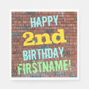Brick Wall Graffiti Inspired 2nd Birthday + Namn Pappersservett