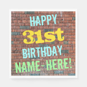 Brick Wall Graffiti Inspired 31a Birthday + Namn Pappersservett