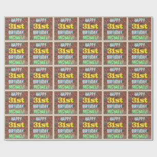 Brick Wall Graffiti Inspired 31a Birthday + Namn Presentpapper