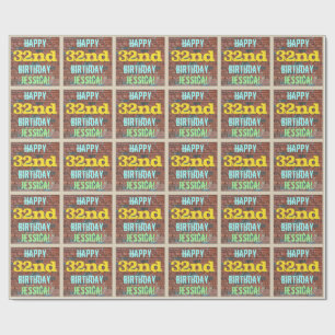 Brick Wall Graffiti Inspired 32:a födelsedagen + N Presentpapper