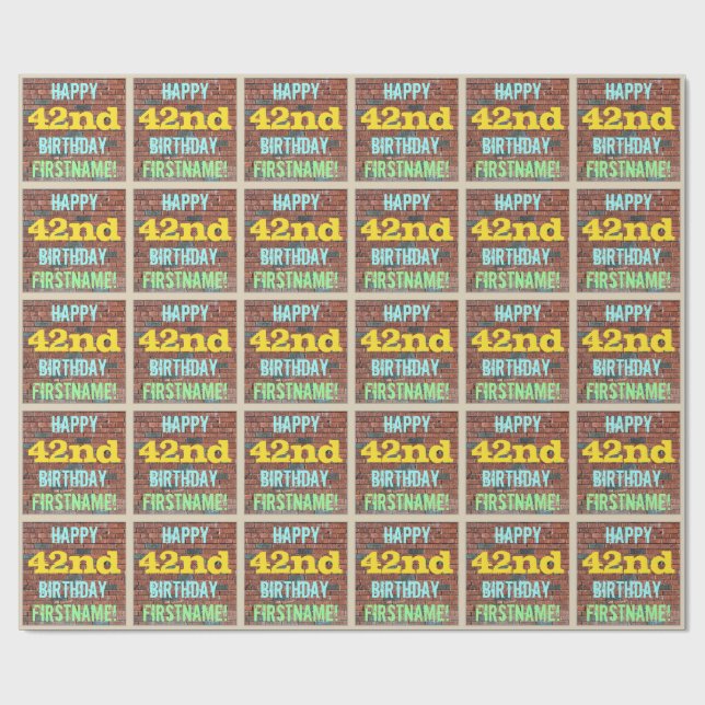 Brick Wall Graffiti Inspired 42:a födelsedagen + N Presentpapper (Platt)