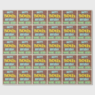 Brick Wall Graffiti Inspired 50:e födelsedagen + N Presentpapper