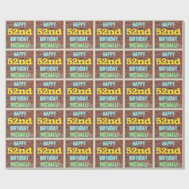 Brick Wall Graffiti Inspired 52:a födelsedagen + N Presentpapper (Platt)