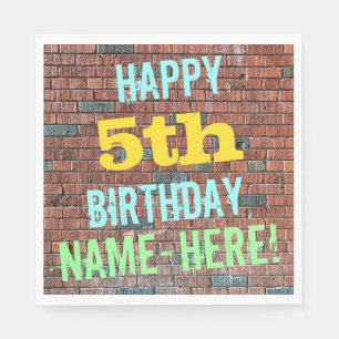 Brick Wall Graffiti Inspired 5th Birthday + Namn Pappersservett