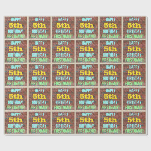 Brick Wall Graffiti Inspired 5th Birthday + Namn Presentpapper