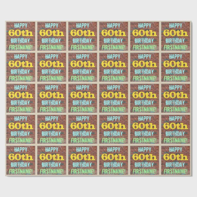 Brick Wall Graffiti Inspired 60:e födelsedagen + N Presentpapper (Platt)